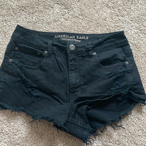 American Eagle Outfitters Pants - Black Ripped Jean Shorts, 8